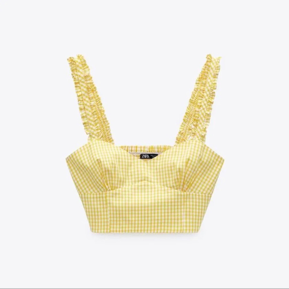 NWOT. Zara yellow gingham top. Size S. New without tags